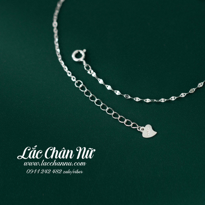 Lắc chân bạc hình chiếc lá lấp lánh LCBN288