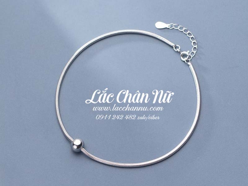 Lắc chân bạc nữ cao cấp dây đơn bi tròn sang chảnh LCBN195