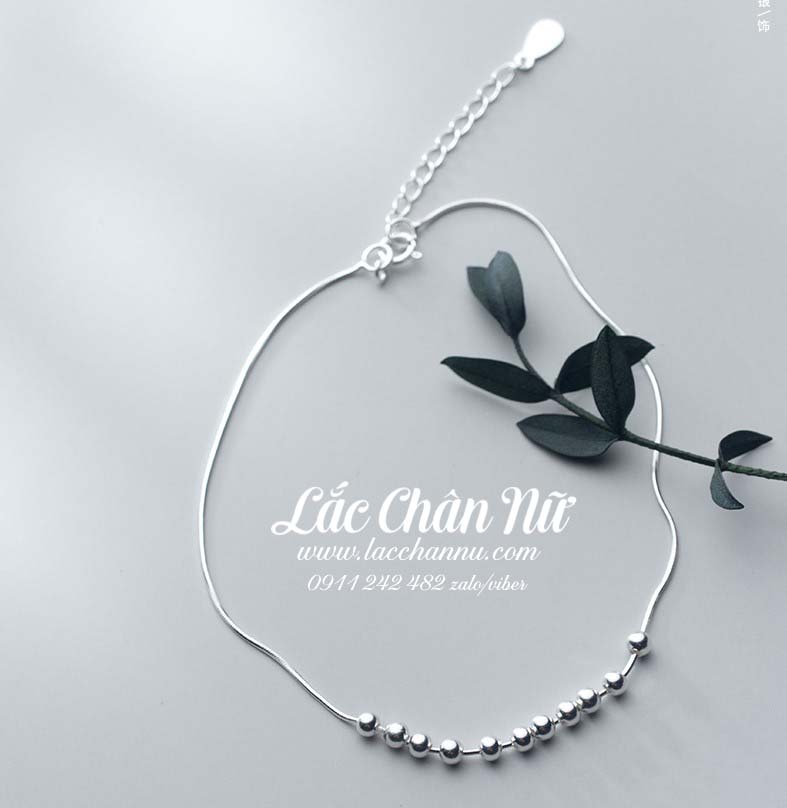 Lắc chân bạc nữ cao cấp bi tròn cá tính LCBN196