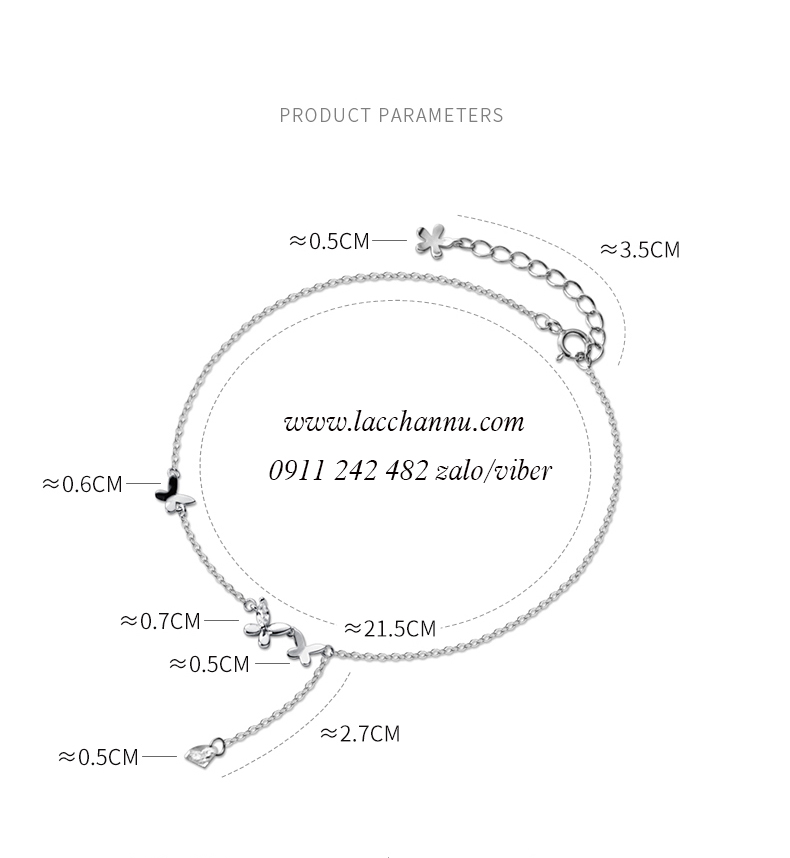 Lắc chân bạc nữ hình bướm dễ thương LCBN219