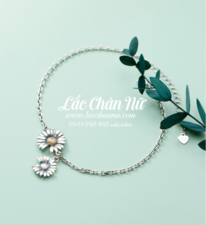 Lắc chân bạc nữ hoa cúc Daisies khuyết cánh cá tính LCBN222