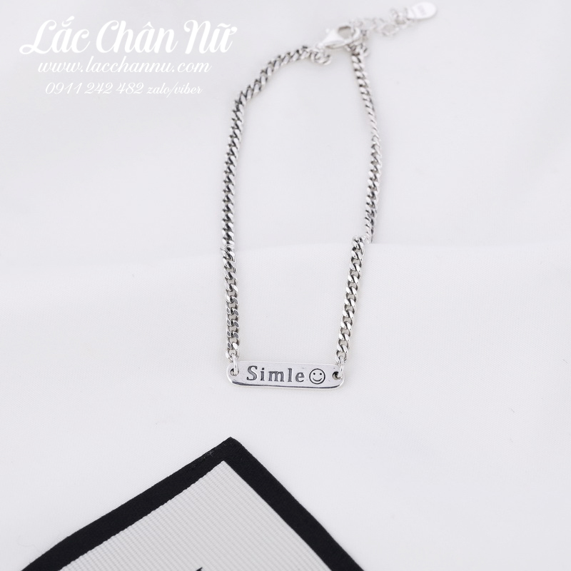 Lắc chân bạc nữ cao cấp chữ Smile cá tính LCBN223