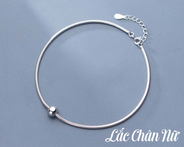 Lắc chân bạc nữ cao cấp dây đơn bi tròn sang chảnh LCBN195