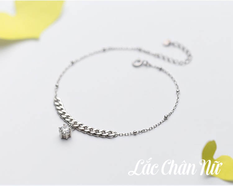 Lắc chân bạc nữ cao cấp đính đá độc lạ LCBN182