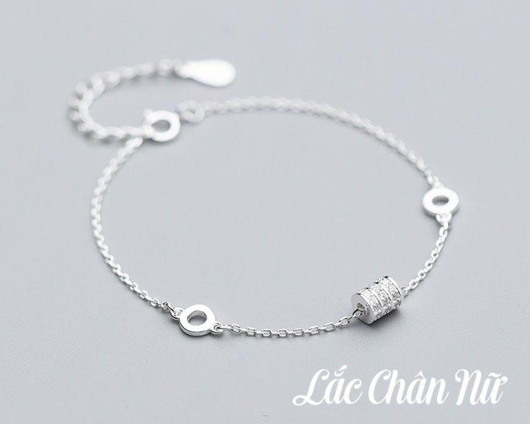 Lắc chân bạc nữ cao cấp hình con lăn sang chảnh LCBN139