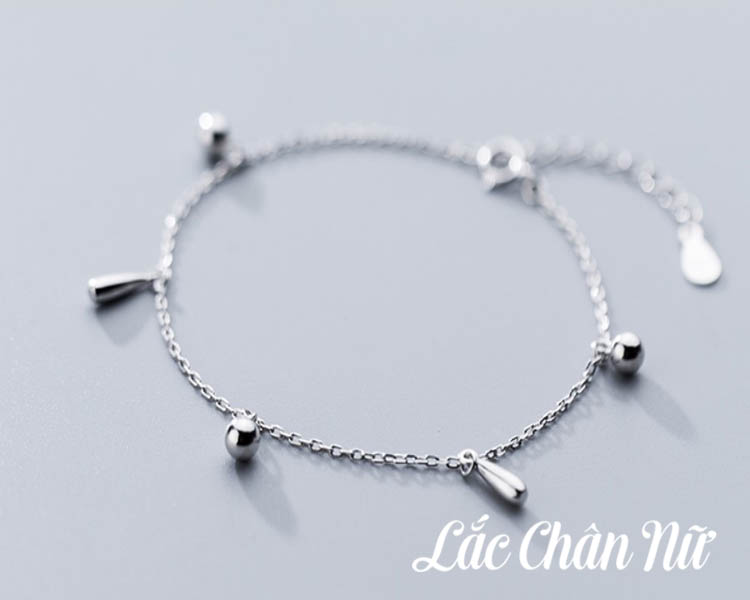 Lắc chân bạc nữ cao cấp hình giọt nước bi tròn đáng yêu LCBN176