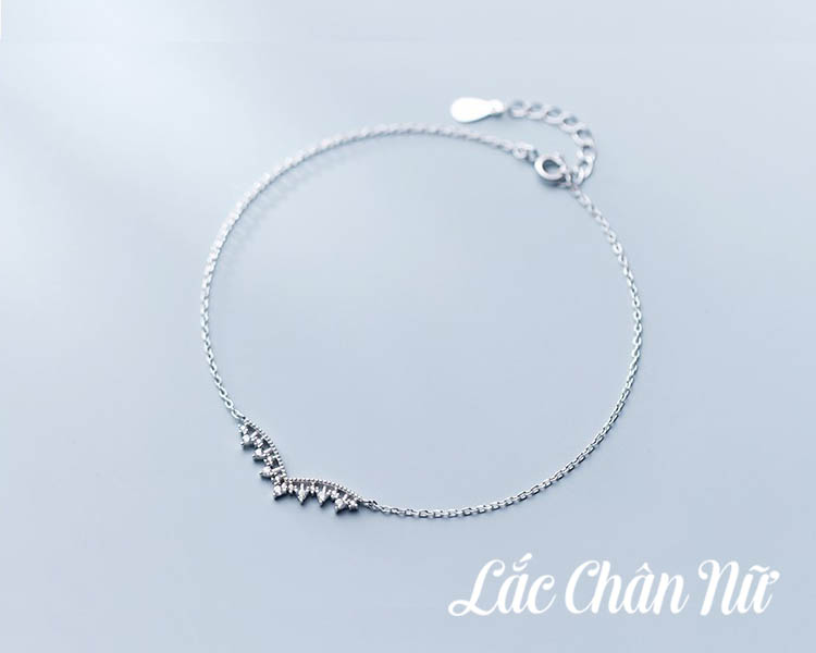 Lắc chân bạc nữ cao cấp hình vương niệm sang chảnh LCBN180