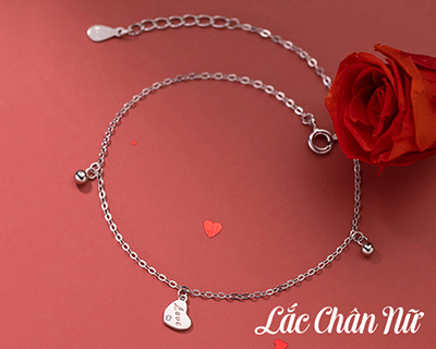 Lắc chân bạc nữ cao cấp trái tim chữ love LCBN250