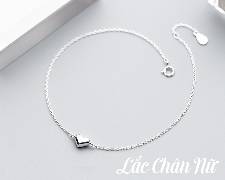 Lắc chân bạc nữ cao cấp trái tim sang chảnh LCBN103