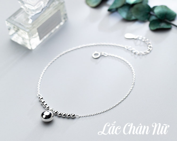 Lắc chân bạc nữ dây đơn quả châu nhỏ cá tính LCBN138